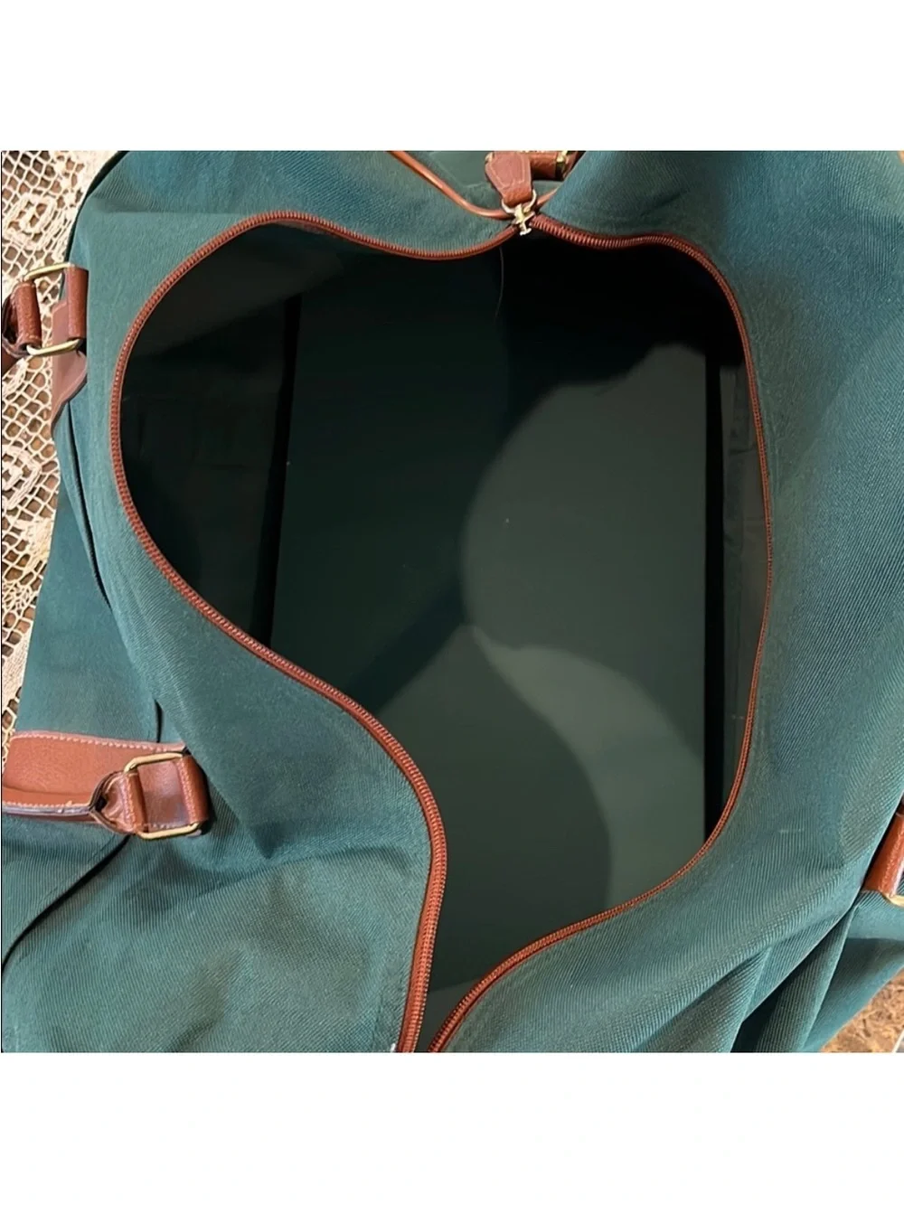 VTG Ralph Lauren Polo Green Duffle Weekender Travel Bag w/Shoulder Strap Pockets